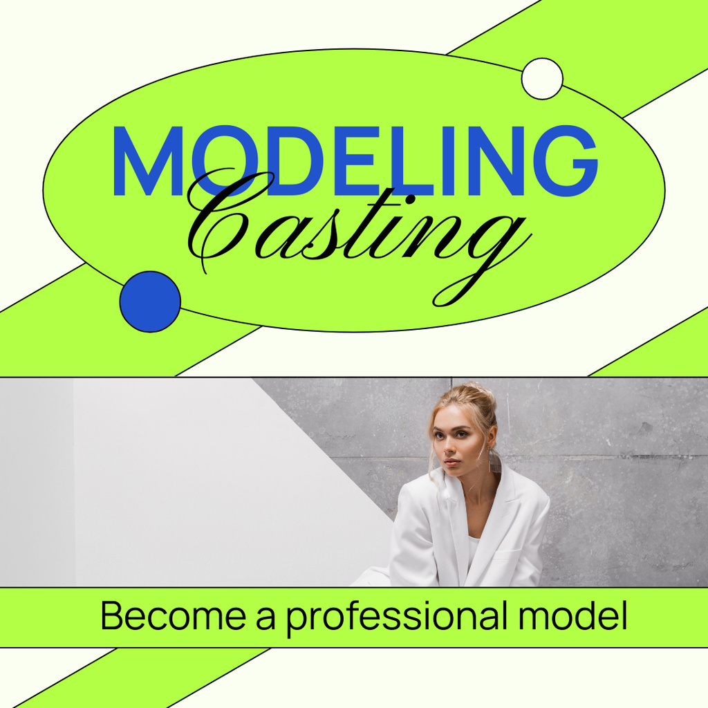 Model Casting for Professional Models Instagram ADデザインテンプレート