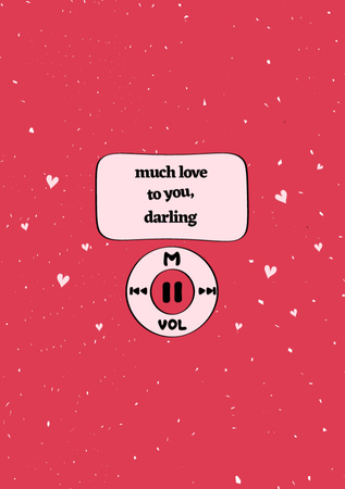 Modèle de visuel Voeux mignons pour la Saint-Valentin avec lecteur de musique - Postcard A5 Vertical