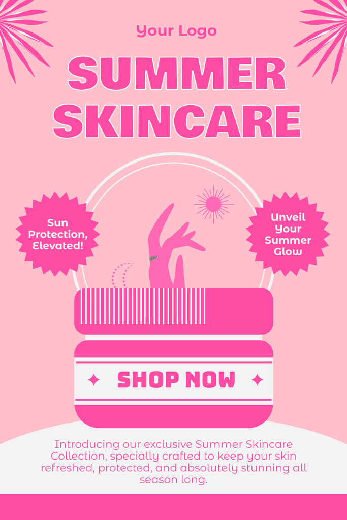 Designvorlage Summer Skincare Products Offer on Pink für Pinterest