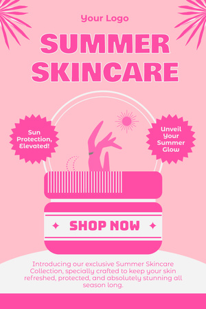 Oferta de produtos para a pele de verão em rosa Pinterest Modelo de Design