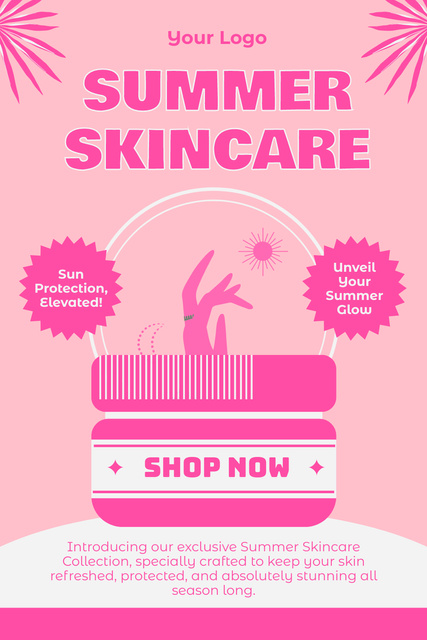 Summer Skincare Products Offer on Pink Pinterest Design Template
