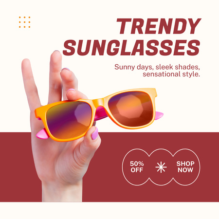 Sale Announcement on Trendy and Stylish Sunglasses Instagram AD Design Template
