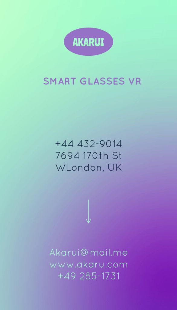 Woman with Virtual Reality Glasses Exploring Underwater World Business Card US Vertical Tasarım Şablonu