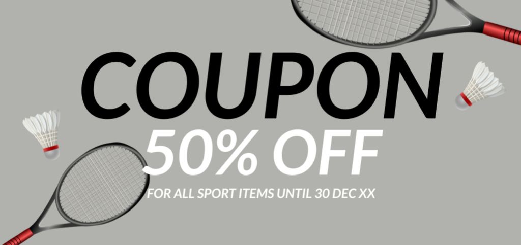 Ontwerpsjabloon van Coupon Din Large van Discount on Badminton Equipment Set