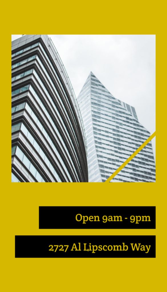 Modèle de visuel Building Company Ad with Glass Skyscraper - Business Card US Vertical
