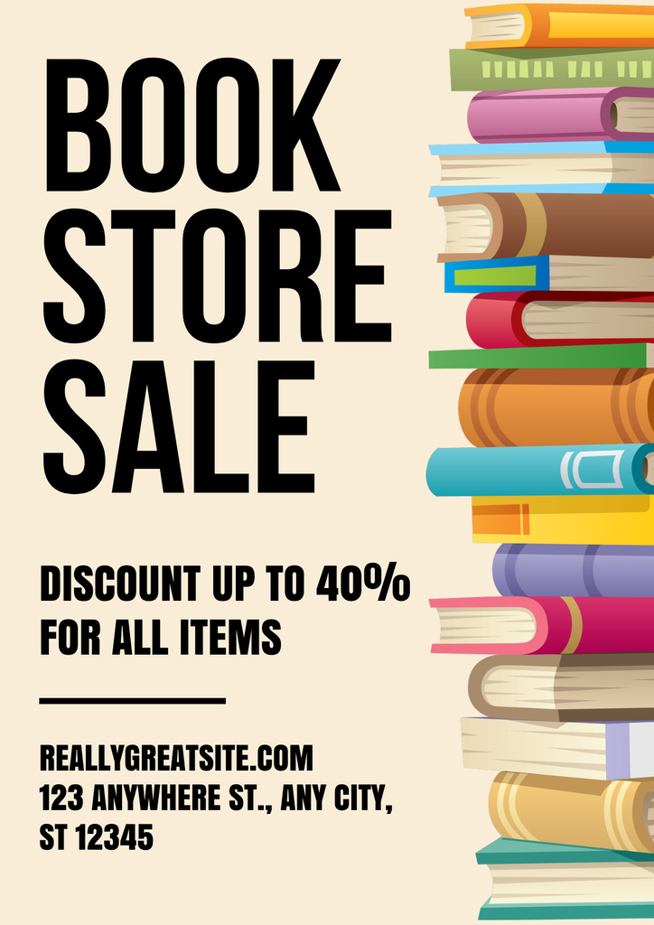 Ontwerpsjabloon van Poster van Book Store Sale Ad