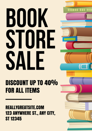 Book Store Sale Ad Poster Design Template