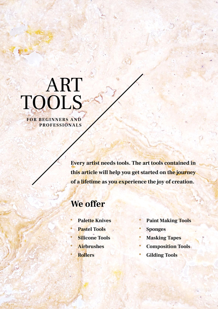 Exclusive Art Tools Sale with Watercolor Stains In Beige Poster Πρότυπο σχεδίασης
