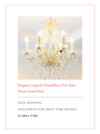 Elegant Crystal Chandelier in White Poster US Modelo de Design