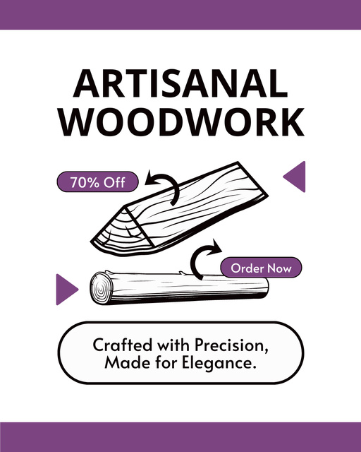 Discount Offer on Woodwork Services Instagram Post Vertical tervezősablon