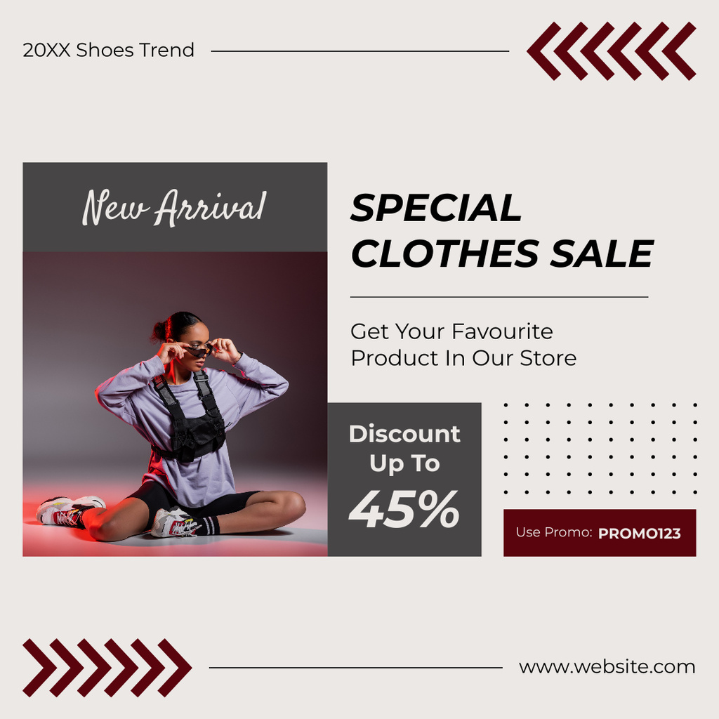 Plantilla de diseño de Special Clothes Sale Ad with Woman in Modern Outfit Instagram AD 