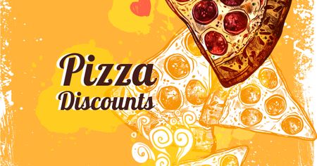 Pizza piece for discount offer Facebook AD Design Template