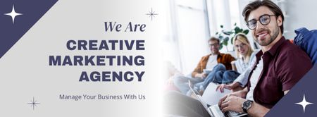 Young Marketing Specialists Offer Creative Agency Services Facebook cover Design Template