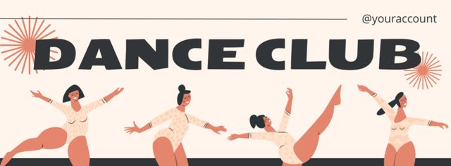 Invitation to Dance Club with Dancing Women Facebook cover Design Template
