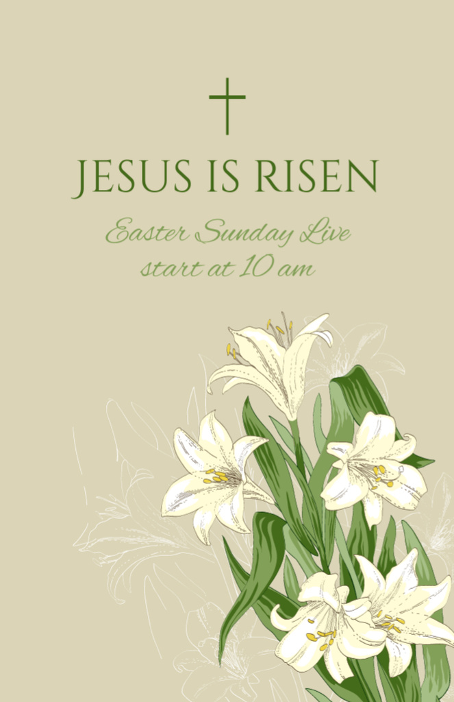 Easter Sunday Religious Celebration Announcement Flyer 5.5x8.5inデザインテンプレート
