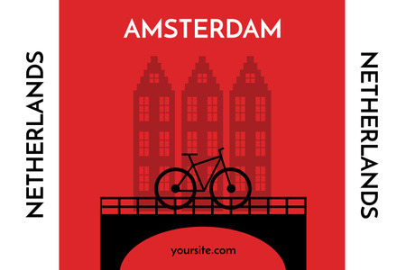 Let's Travel to Amsterdam Poster 24x36in Horizontal Design Template