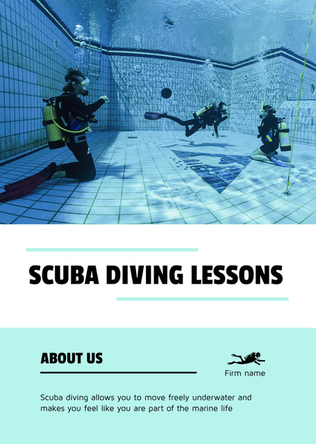 Scuba Diving Classes Postcard A6 Vertical Tasarım Şablonu