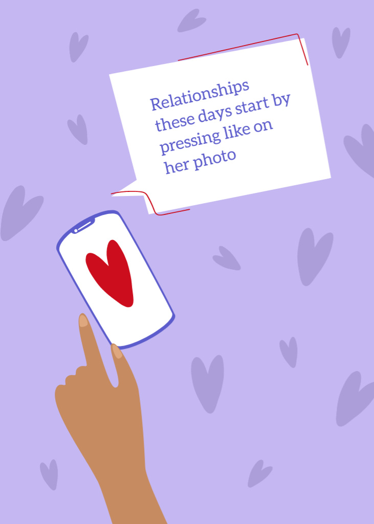 Ontwerpsjabloon van Postcard 5x7in Vertical van Funny Text about Romance and Relationship
