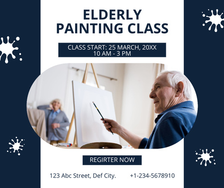 Elderly Painting Class With Register Announcement Facebook Design Template
