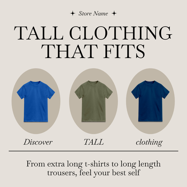 Modèle de visuel Offer of Clothing for Tall with Various T Shirts - Instagram
