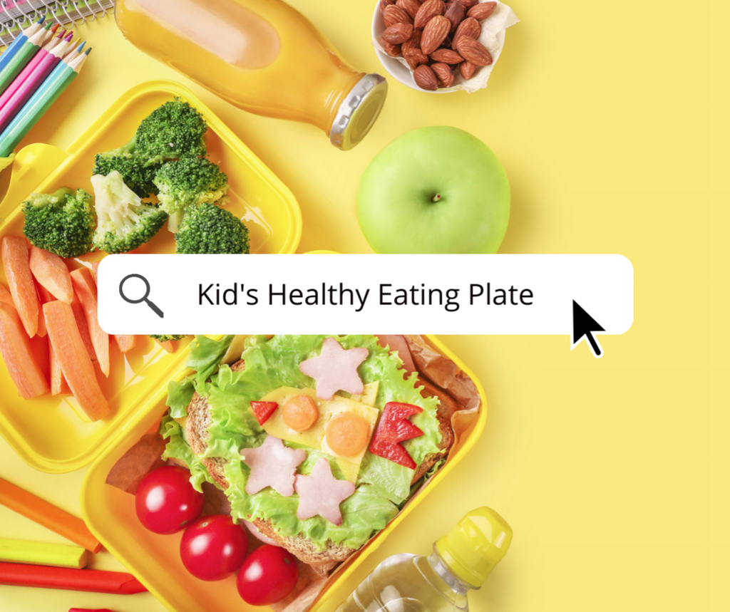 Ontwerpsjabloon van Facebook van Kid's Healthy eating in Plates