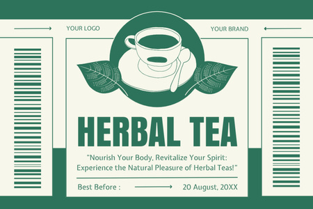 Продвижение травяного чая в чашке в зеленом цвете Label – шаблон для дизайна