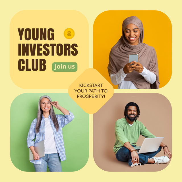 Template di design Young Investors Club Promotion With Slogan Animated Post