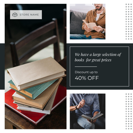 A Large Selection Of Books For Great Prices Instagram Design Template