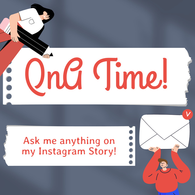 Q&A Notification with Man and Woman Instagram Šablona návrhu