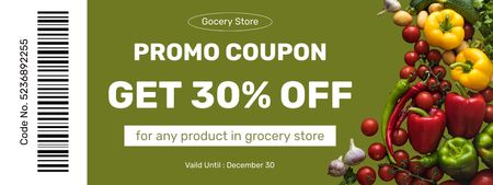 Grocery Store Offer with Raw Organic Vegetables Coupon Design Template