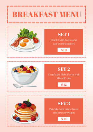 Пропозиція сніданків в кафе Menu – шаблон для дизайну