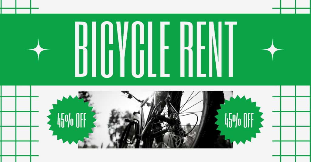 Ontwerpsjabloon van Facebook AD van Bicycles Rent Offer on Green