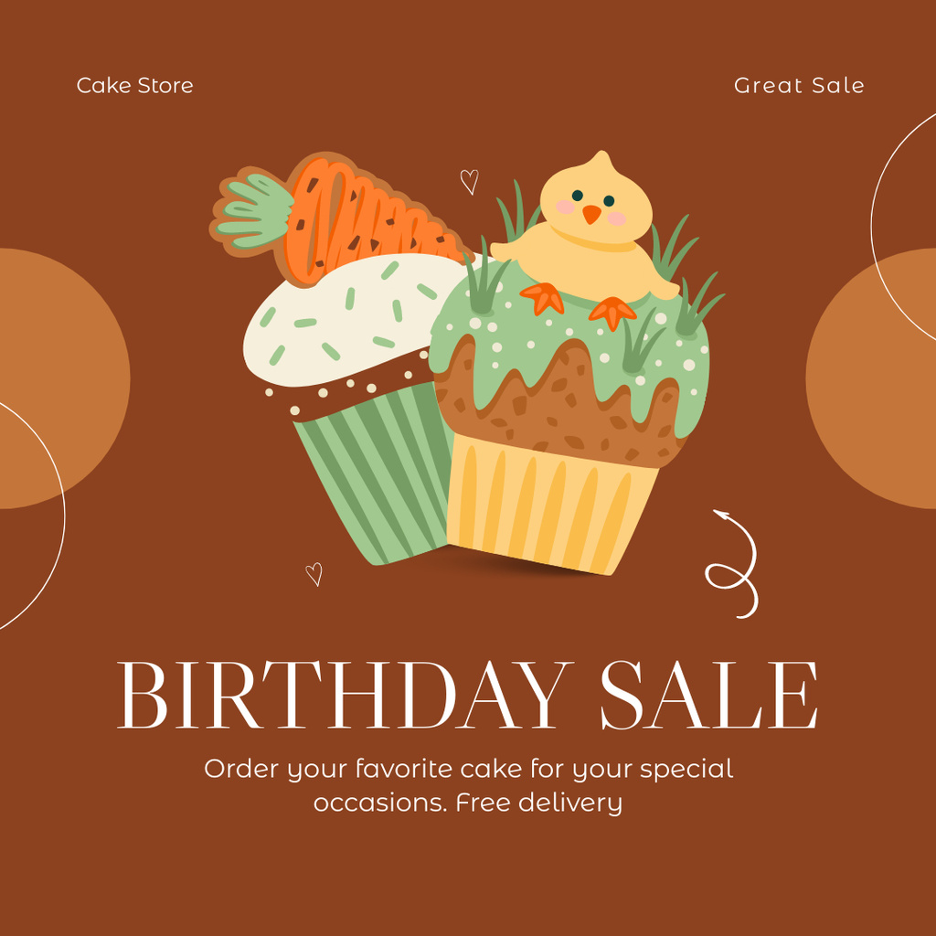 Birthday Sale of Fancy Cakes Instagram Design Template