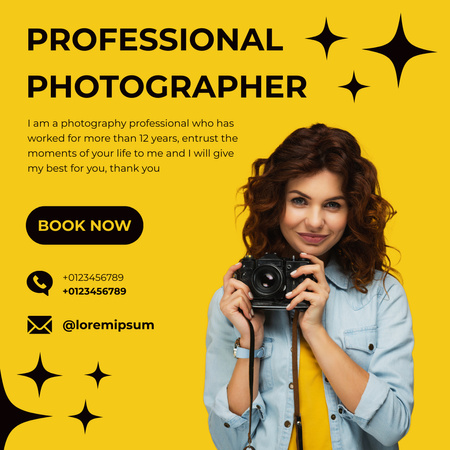 Designvorlage Women Photographer Holding Camera für Instagram
