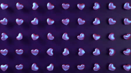 Ystävänpäivän juhla purppuraisten sydämien kanssa Zoom Background Design Template