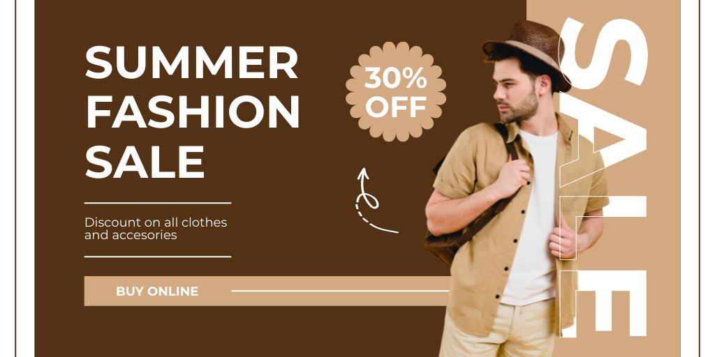 Ontwerpsjabloon van Twitter van Summer Fashion Sale for Men