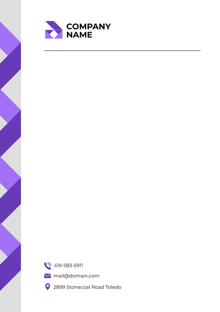 Empty Blank with Purple Triangles Letterhead – шаблон для дизайну