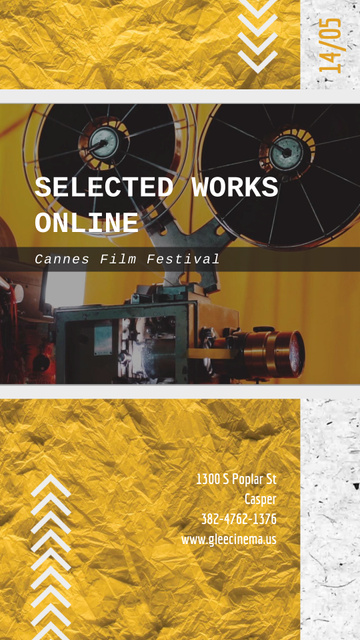 Cannes Film Festival vintage Projector with Film Instagram Video Story – шаблон для дизайна