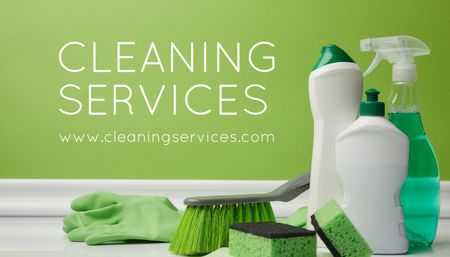 Cleaning Services Ad Business Card US Modelo de Design