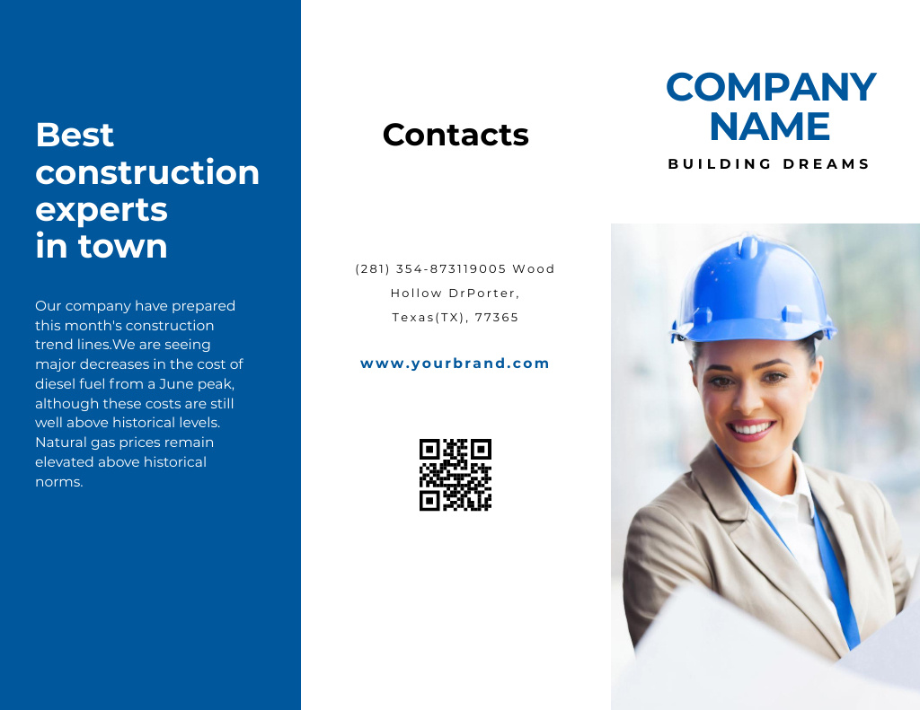 Modèle de visuel Construction Company Services Promotion - Brochure 8.5x11in