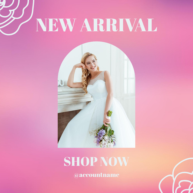 Wedding Dresses New Arrival Announcement Instagram tervezősablon