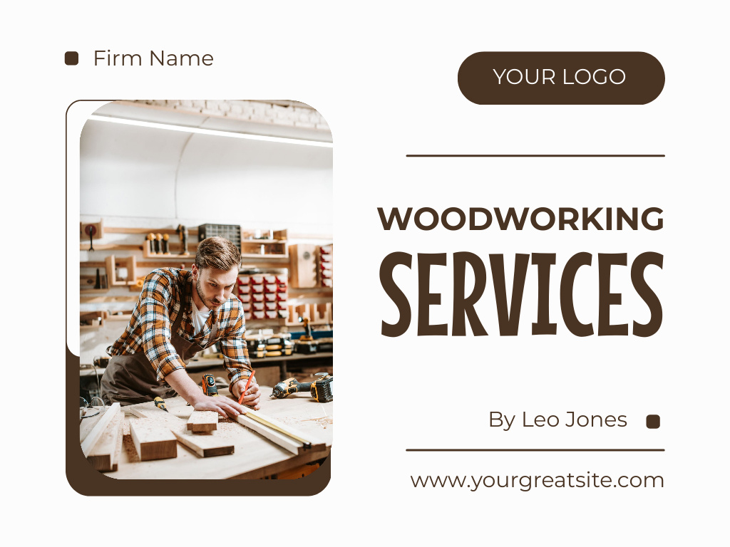 Designvorlage Woodworking Services Categories für Presentation