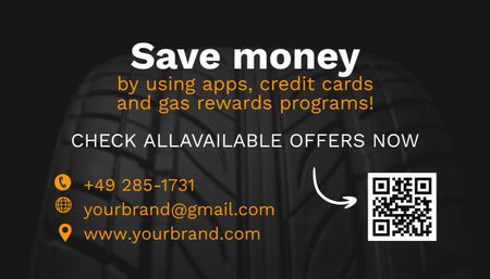 Car Services Offer with Tire Business Card US Design Template
