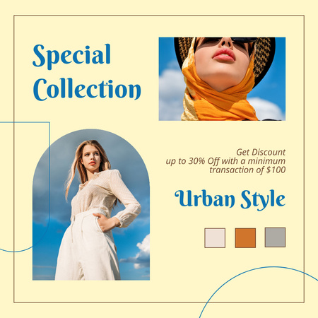 Urban Style Fashion Collection With Discount Instagram Design Template