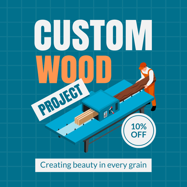 Customized Wooden Projects Offer At Discounted Rates Instagram AD Design Template