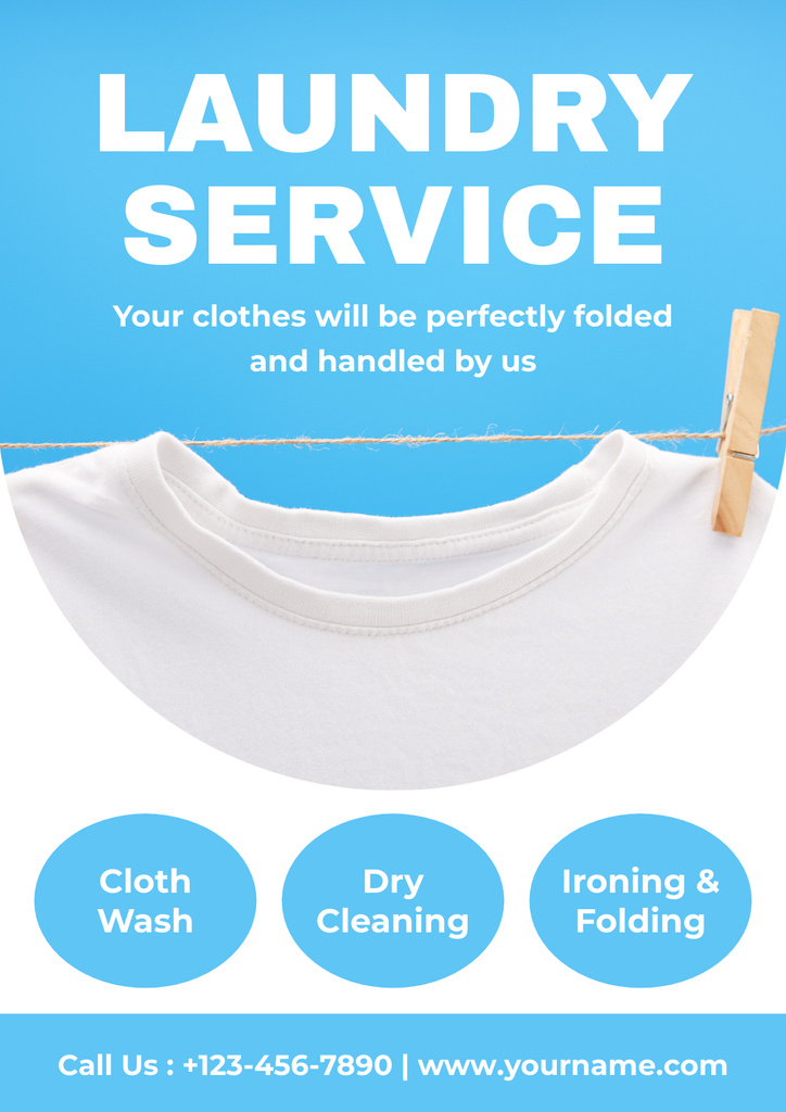 Offer of Laundry and Dry Cleaning Services Poster Tasarım Şablonu