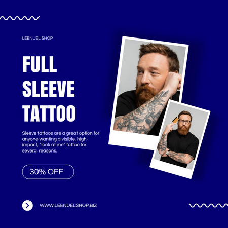 Szablon projektu Tatuaże na rękawach ze zniżką od profesjonalnego artysty Instagram