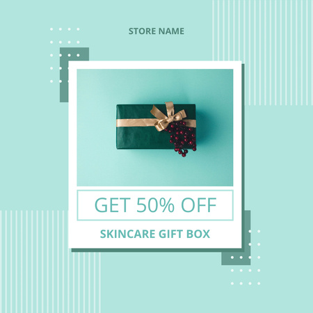 Skincare gift box blue Instagram Design Template