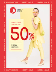 Stylish Clothes Store Offer with Yellow Outfit And Discount
