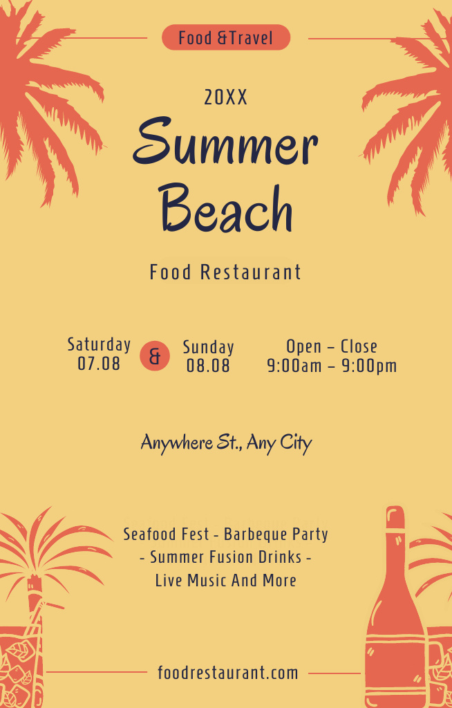 Party in Summer Beach Restaurant Invitation 4.6x7.2in – шаблон для дизайну